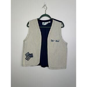 Vintage Boutique Handmade Blue Cream Striped Vest, Size M
